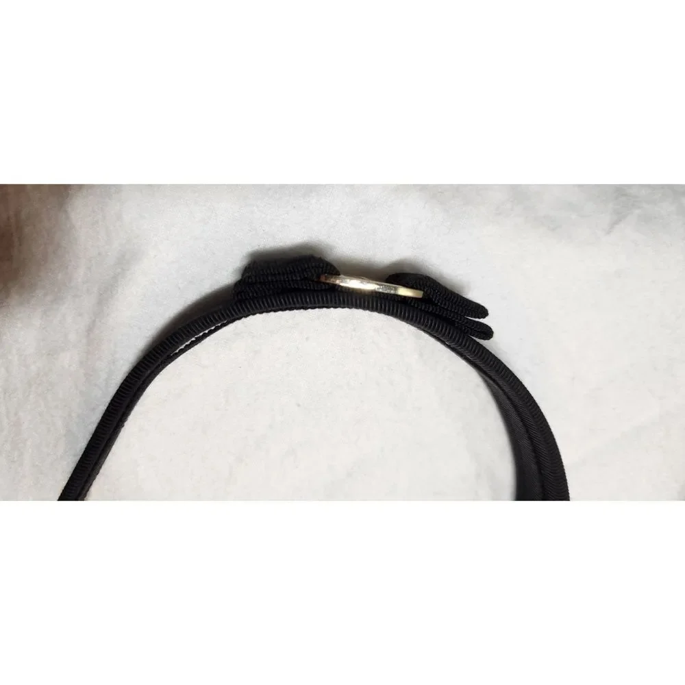 Ferragamo Vara Black Grosgrain Headband with Bow and Logo Hardware